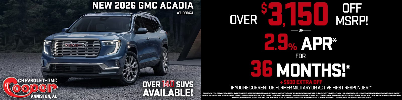 New 2026 GMC Acadia