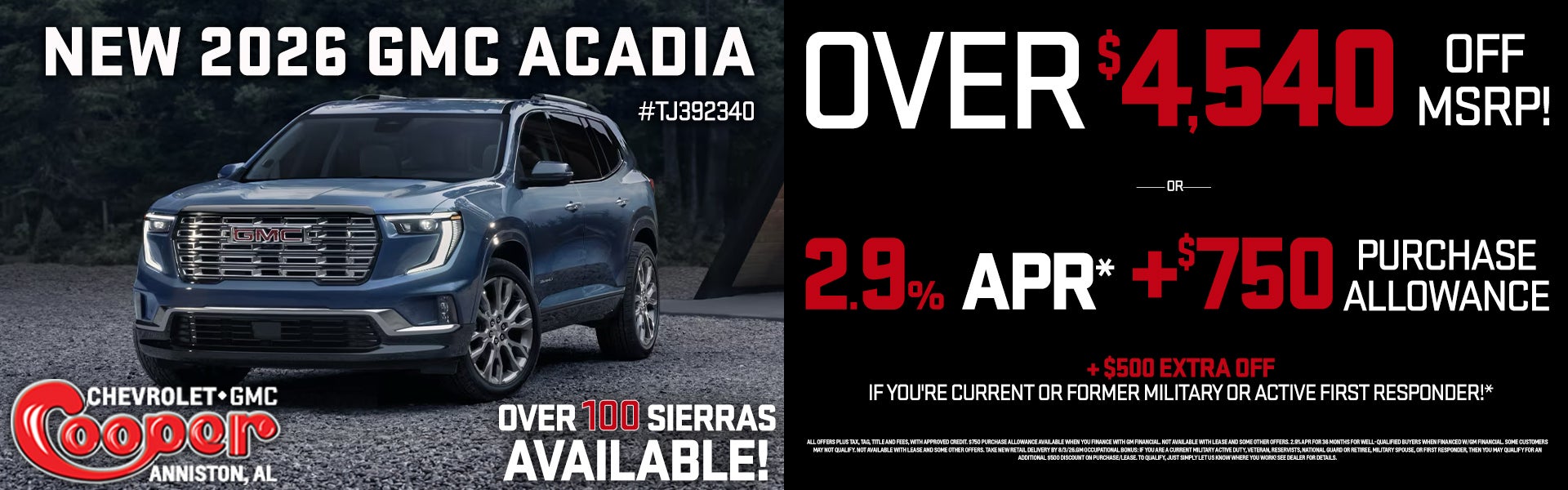 New 2026 GMC Acadia